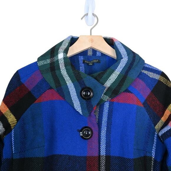 For Cynthia Womens S Button Down Wool Blend Plaid Jacket Coat - Picture 3 of 9